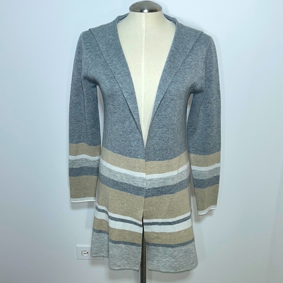 Fortune & Ivy Long Open Cardigan Color Block Neutral Cozy Knit Wear Relaxed Fit - Picture 1 of 9